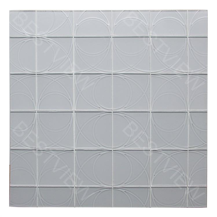  White Glass Mosaic 6” Swirl Pattern