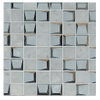 Carrara Marble &3d Glass Mix Mosaic 2”x2” 