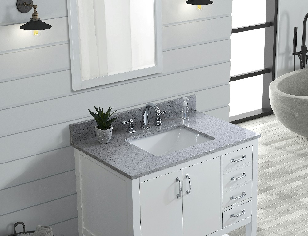 37-in Koala Gray Engineered Marble Single Sink Bathroom Vanity Top (Meridian Gray)®