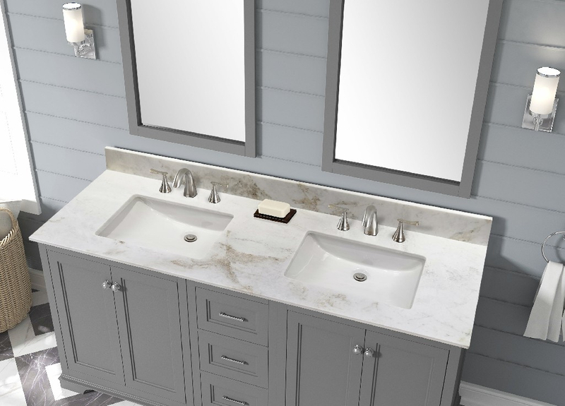 61-in Arabescato Marble Double Sink Bathroom Vanity Top ( Jazz White) - Buy natural marble tops ...