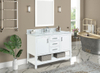 Manhattan 48-in Vanity Combo in White with 1in Thichness Authentic Italian Carrara Marble Top - PlusV2.0