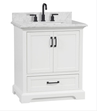 Rhoda 30-in Vanity in White with 1in Thichness Authentic Italian Carrara Marble Top