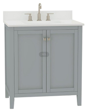 Coltrane 30-in Vanity Combo in Light Gray with 1in Thichness Authentic Italian Carrara Marble Top -plus V2.0