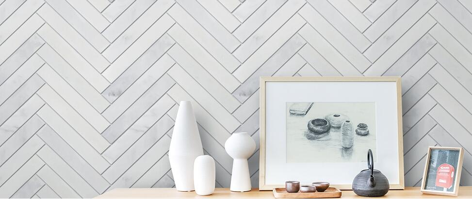 Oriental White Marble Mosaic Polished 1"×6" Herringbone 