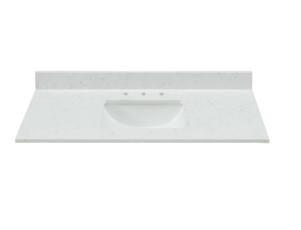 49-in Carrara White Quartz Single Sink Bathroom Vanity Top