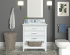 Manhattan 30-in Vanity Combo in White with 1in Thichness Authentic Italian Carrara Marble Top - PlusV2.0
