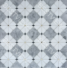 BARDIGLIO, CARRARA AND THASSOS MARBLE WITH BRASS WATERJET MOSAIC 000753