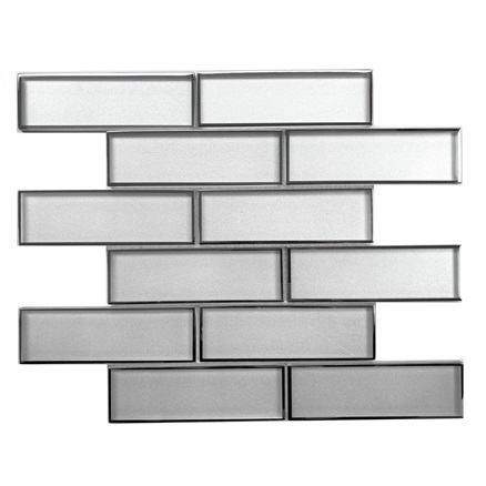 Silvert Glass Mosaic with Silver Trim 2”x6”