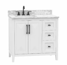 Smyma 36-in Vanity Combo Dove White with Carrara White Engineered Stone Top
