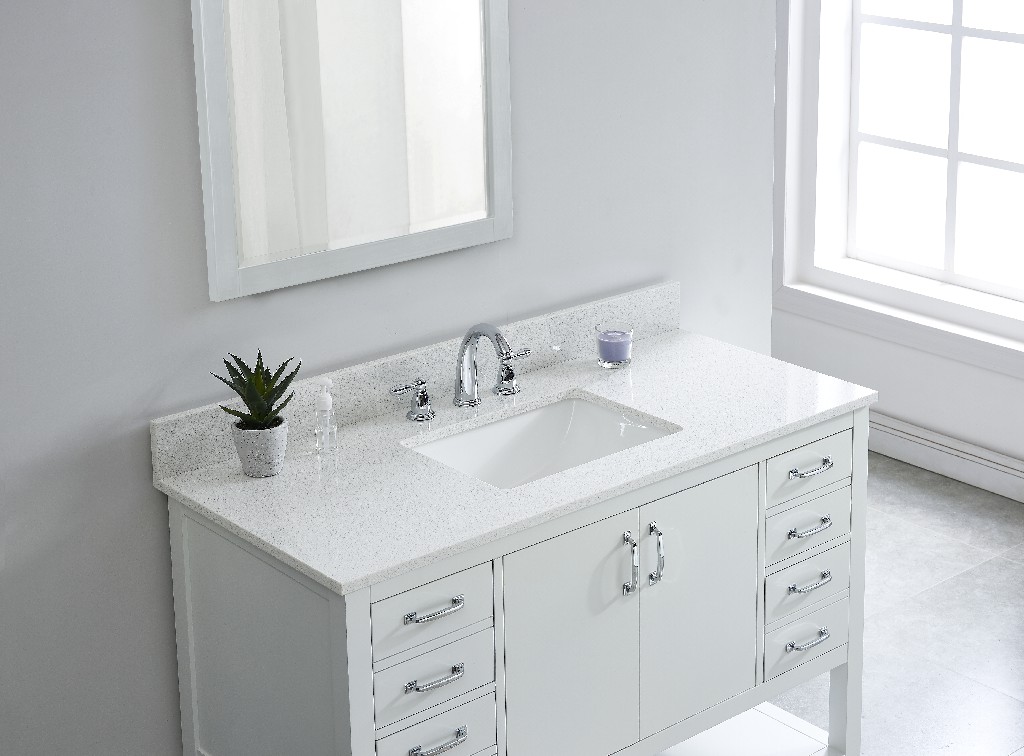 49-in White Pearl Engineered Marble Single Sink Bathroom Vanity Top ( Meridian White)