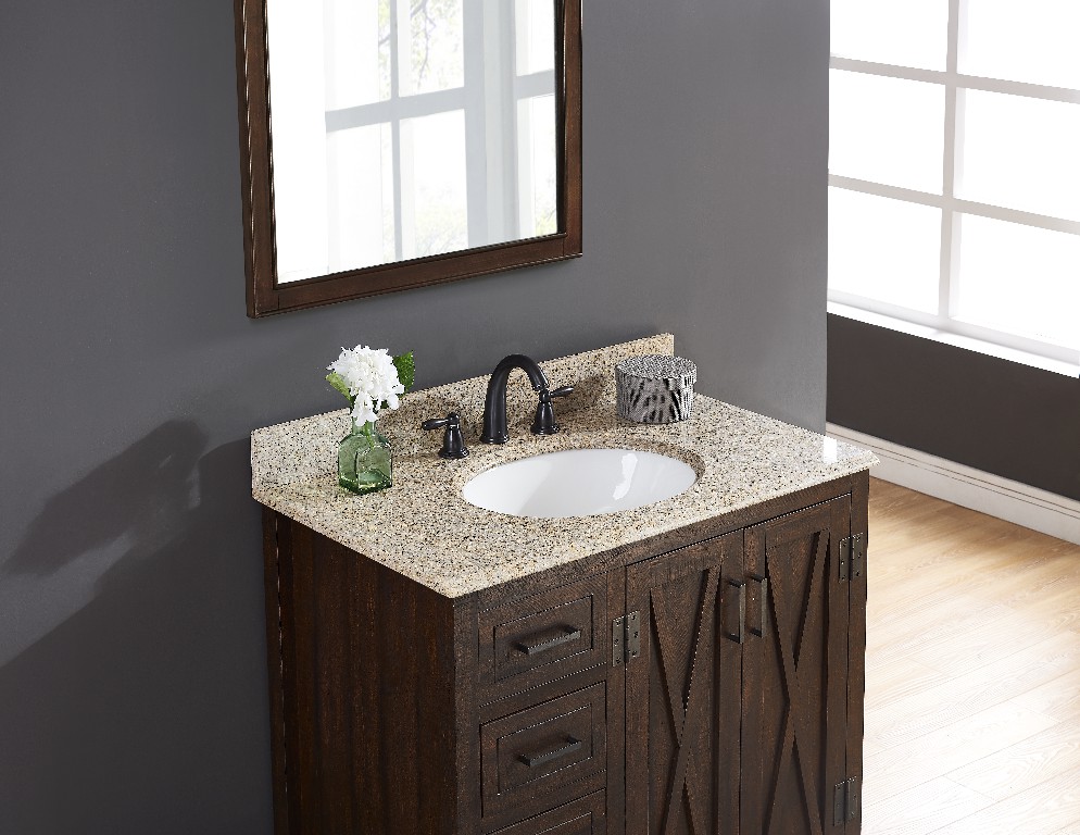 37-in Desert Gold Granite Single Sink Bathroom Vanity Top