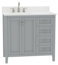 Coltrane 36-in Vanity Combo in Light Gray with 1in Thichness Authentic Italian Carrara Marble Top - Plus V2.0
