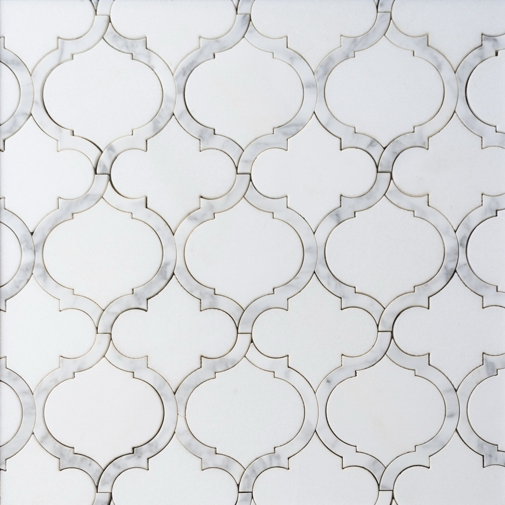 Marrakesh - Carrara White & Thassos White Waterjet Mosaic