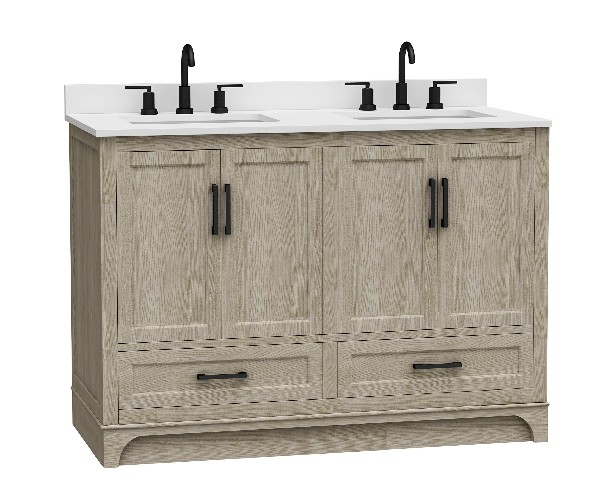 Retford 48-in Light Wood Double Sink Bathroom Vanity with Carrara White Engineered Stone Top