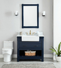 Farmington 36-in Vanity Combo in Navy Blue with 1in Thichness Authentic Italian Carrara Marble Top - Plus V2.0