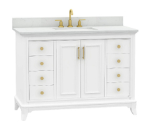 Shelby 48-in Vanity Combo Dove White with Snow White Quartz Top