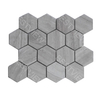 Wooden White Mosaic Honed 3" Hexagon 