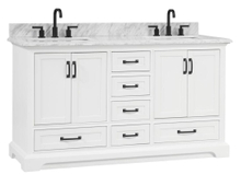 Rhoda 60-in Vanity in White with 1in Thichness Authentic Italian Carrara Marble Top