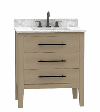 Safford 30-in Vanity Combo Light Wooden with Carrara White Engineered Stone Top