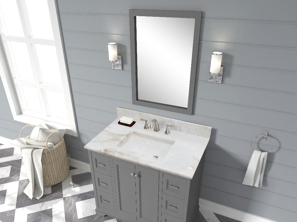 43-in Jazz White Marble Single Sink Bathroom Vanity Top