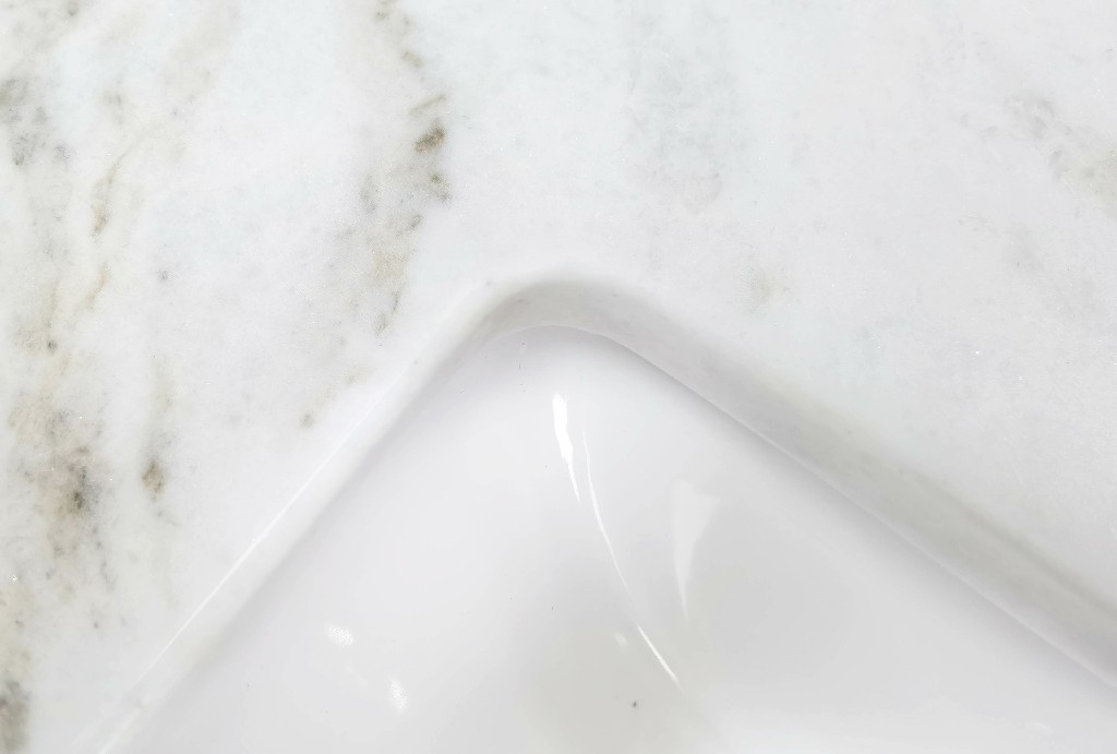 61-in Arabescato Marble Double Sink Bathroom Vanity Top ( Jazz White)