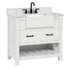 Farmington 36-in Vanity Combo in White with 1in Thichness Authentic Italian Carrara Marble Top - Plus V2.0