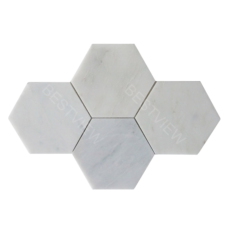 Oriental White Marble Mosaic Honed 6" Hexagon