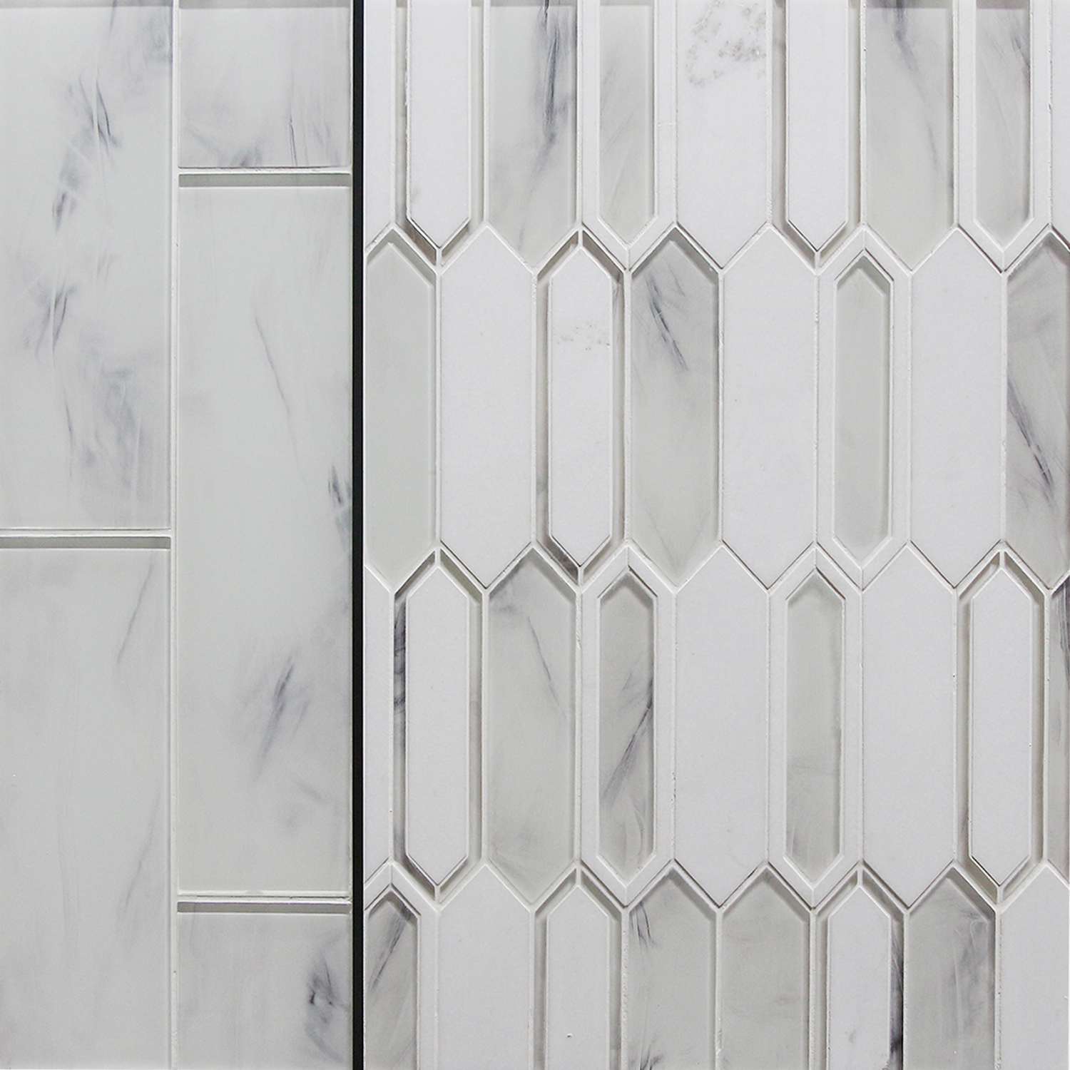  THASSOS MARBLE WITH INKJET GLASS MOSAIC 001106