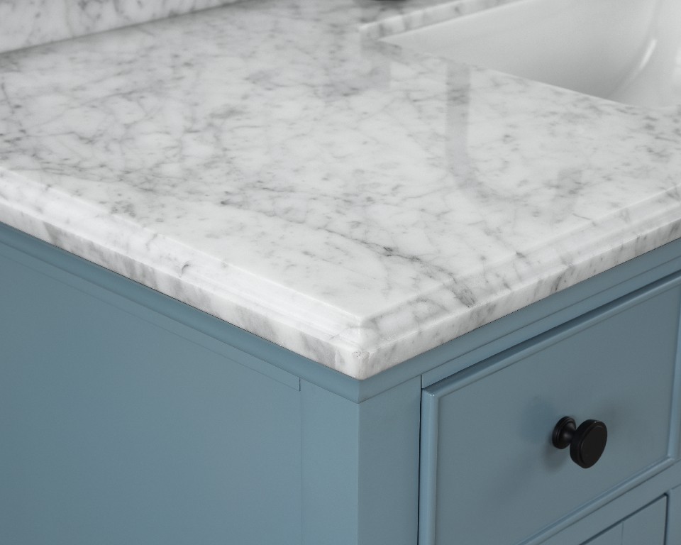 Windham 36-in Vanity Combo Steel Blue with Bianco Carrara Marble Top