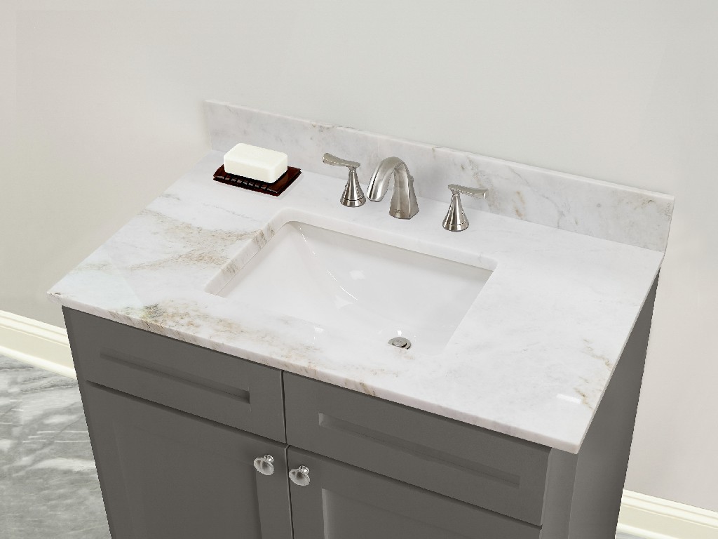 37-in Jazz White Marble Single Sink Bathroom Vanity Top