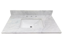 37 In. Bianco Carrara White Marble Vanity Top Premium 1 In. Thickness with White Sink
