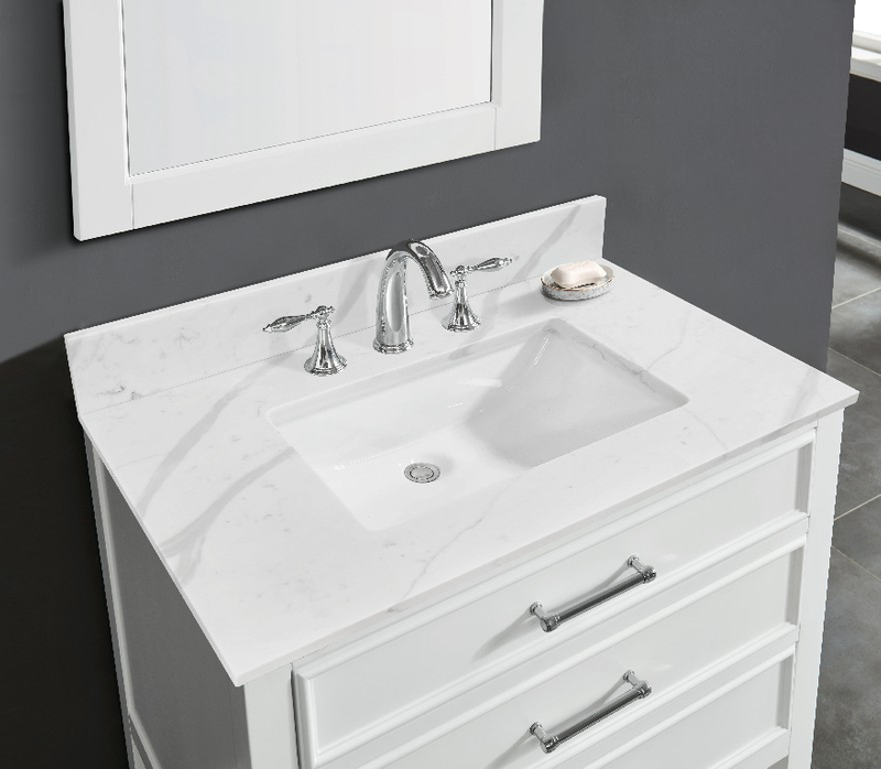 37-in Statuario White Quartz Single Sink Bathroom Vanity Top（calacatta ...