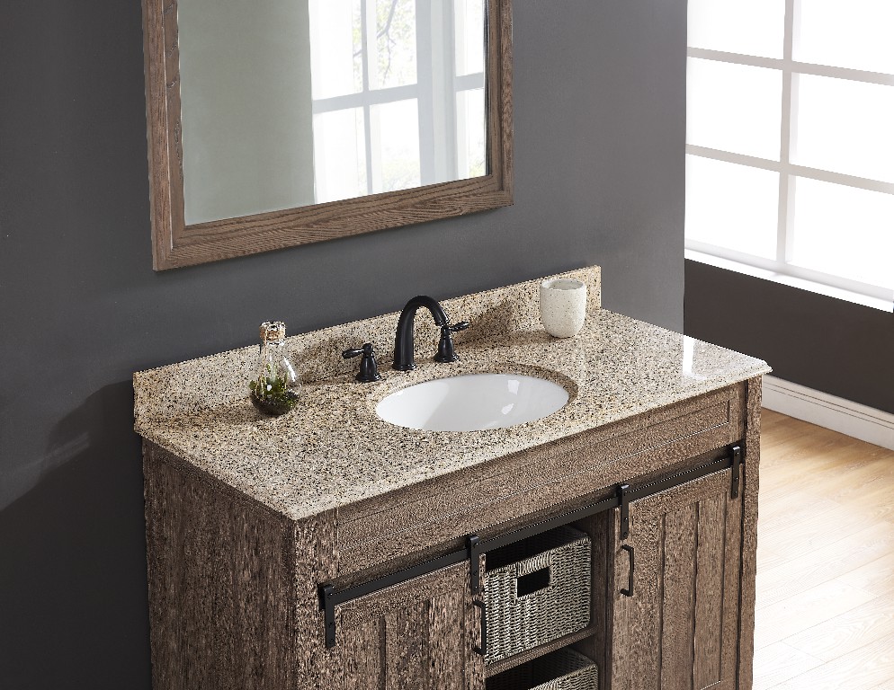 49-in Beige/Polished Desert Gold Granite Single Sink Bathroom Vanity Top