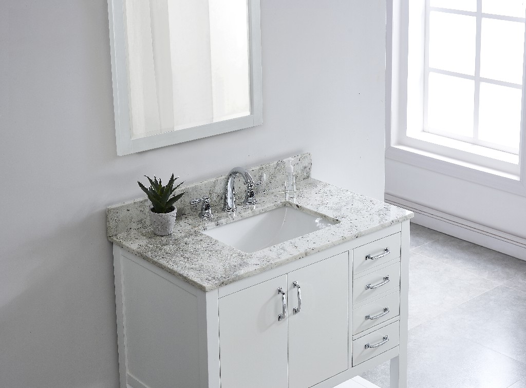 37-in Glacier White Granite Single Sink Bathroom Vanity Top