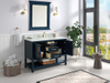 Manhattan 48-in Navy Blue Single Sink Bathroom Vanity with Carrara White Natural Marble Top- V1.0