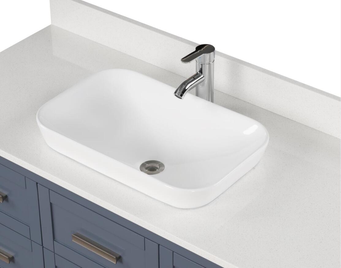 James 48-in Steel Bule Single Sink Bathroom Vanity with Cultured Marble Vanity Top