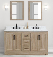 Retford 60-in Light Wood Double Sink Bathroom Vanity with Carrara White Engineered Stone Top