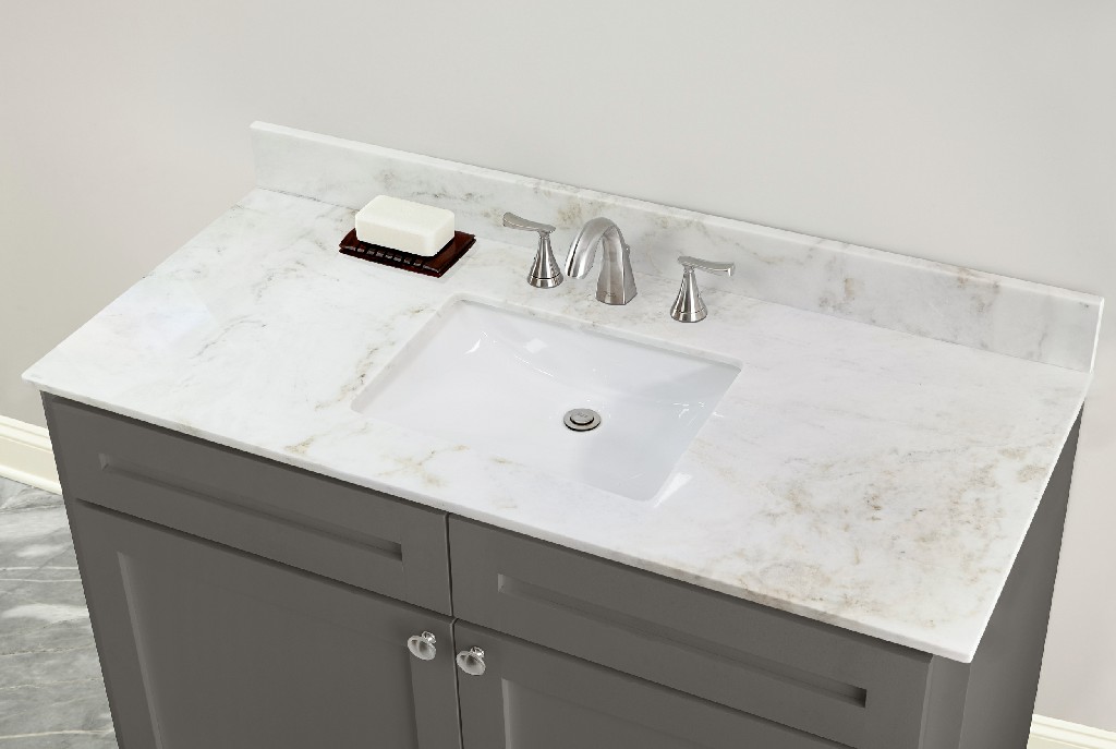 49-in Arabescato Marble Single Sink Bathroom Vanity Top ( Jazz White)