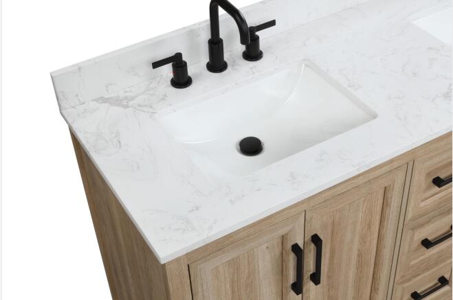 Retford 36-in Light Wood Double Sink Bathroom Vanity with Carrara White Engineered Stone Top