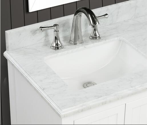 Elizabeth 60-in White Double Sink Bathroom Vanity with Carrara Marble Vanity Top- PlusV2.0