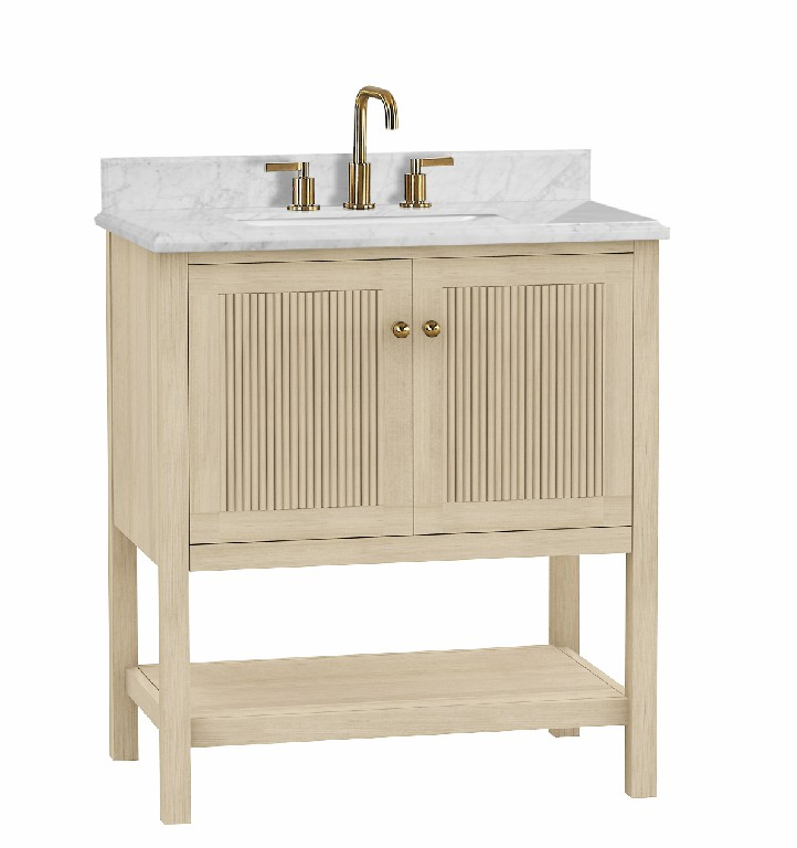 Salem 30in Vanity Combo InNautre Wooden with Bianco Carrara Marble Top