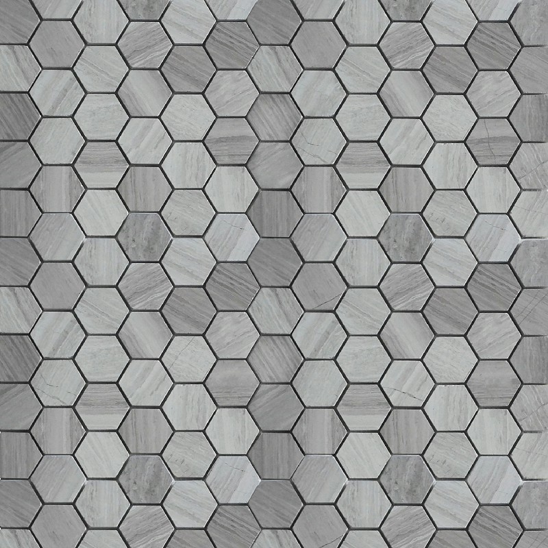 Wooden White Mosaic Honed 2" Hexagon 