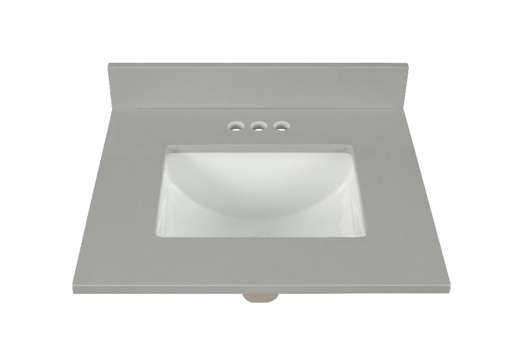 25-in Earth Gray Quartz Single Sink Bathroom Vanity Top