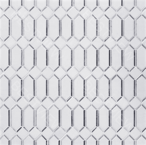  White & Gray Marble Mosaic Elongated Hex & Diamond