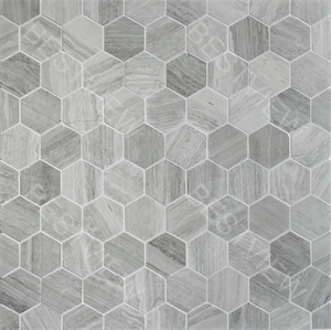 Wooden White Mosaic Honed 3" Hexagon 