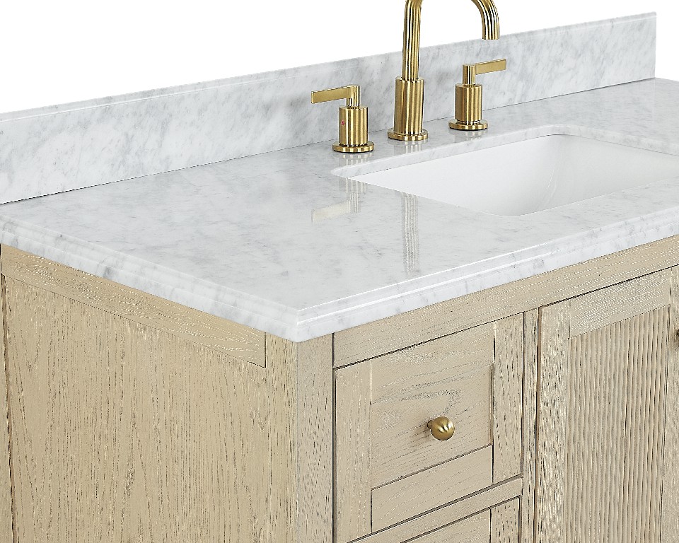 Salem 60-in Vanity Combo InNautre Wooden with Bianco Carrara Marble Top
